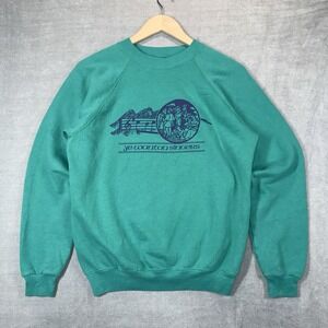 Vintage Made In USA Sweatshirt Green Ye Wanton Singers Denver Colorado Adult Med
